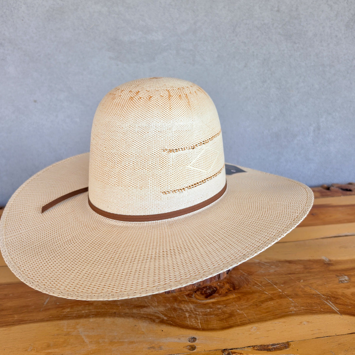 Los Vaqueros Straw Hat Open Regular Crown Bangora Navajo Natural Copper