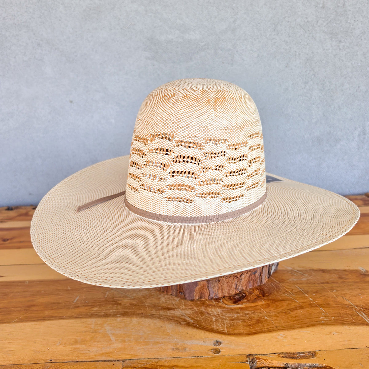 Los Vaqueros Straw Hat Open Regular Crown Bangora Barbed Wire Natural Copper
