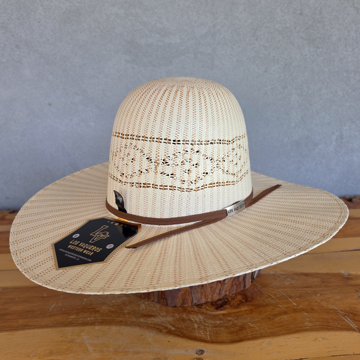 Los Vaqueros Straw Hat Open Regular Crown Bangora Stars Natural Copper