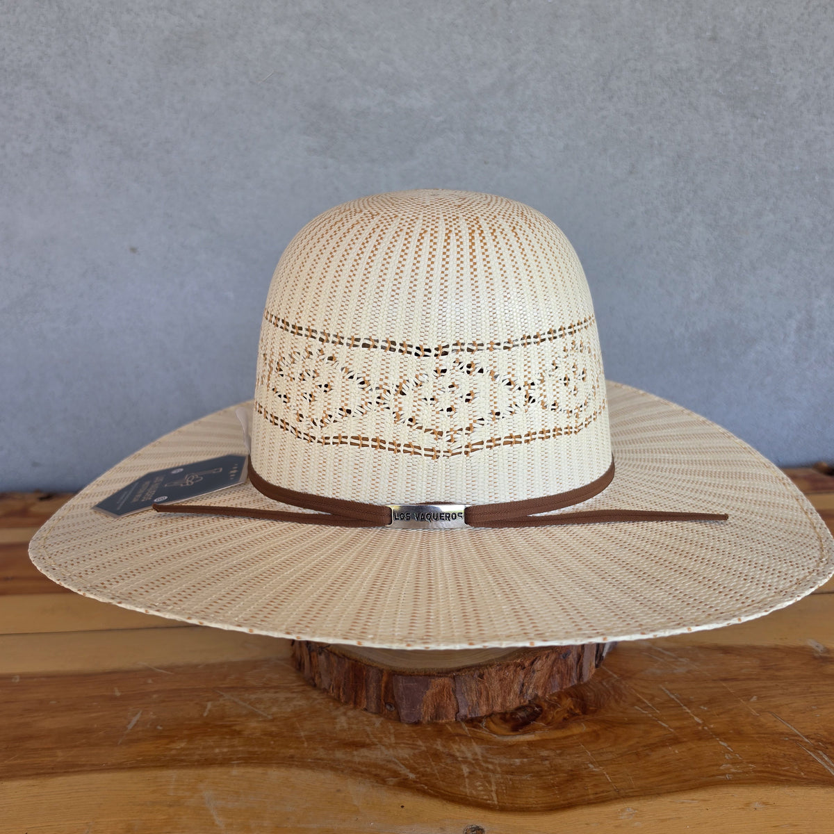 Los Vaqueros Straw Hat Open Regular Crown Bangora Stars Natural Copper