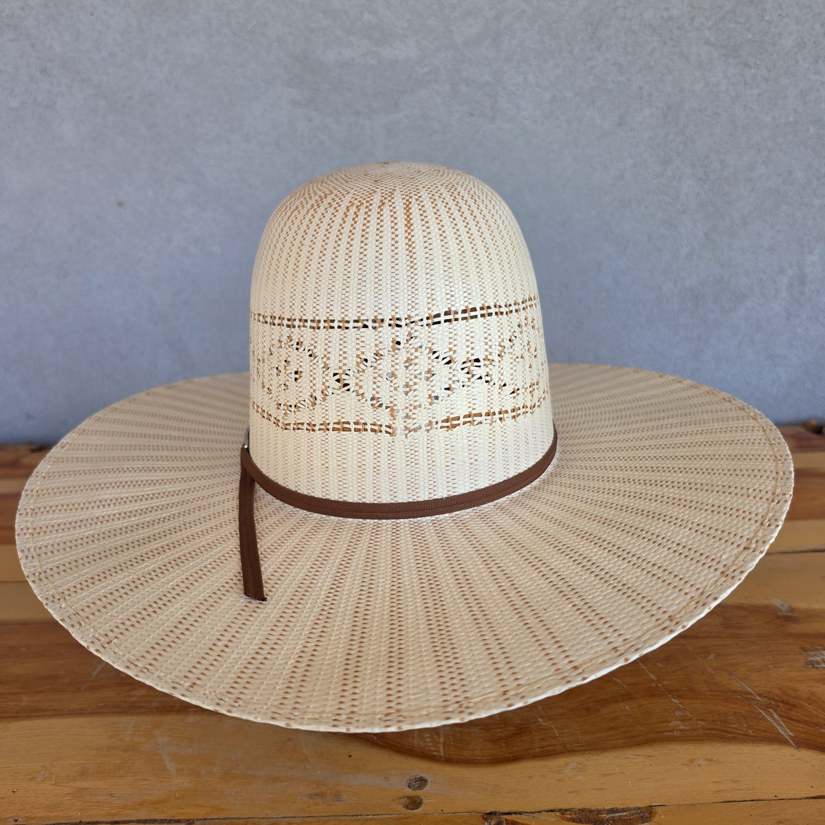 Los Vaqueros Straw Hat Open Regular Crown Bangora Stars Natural Copper