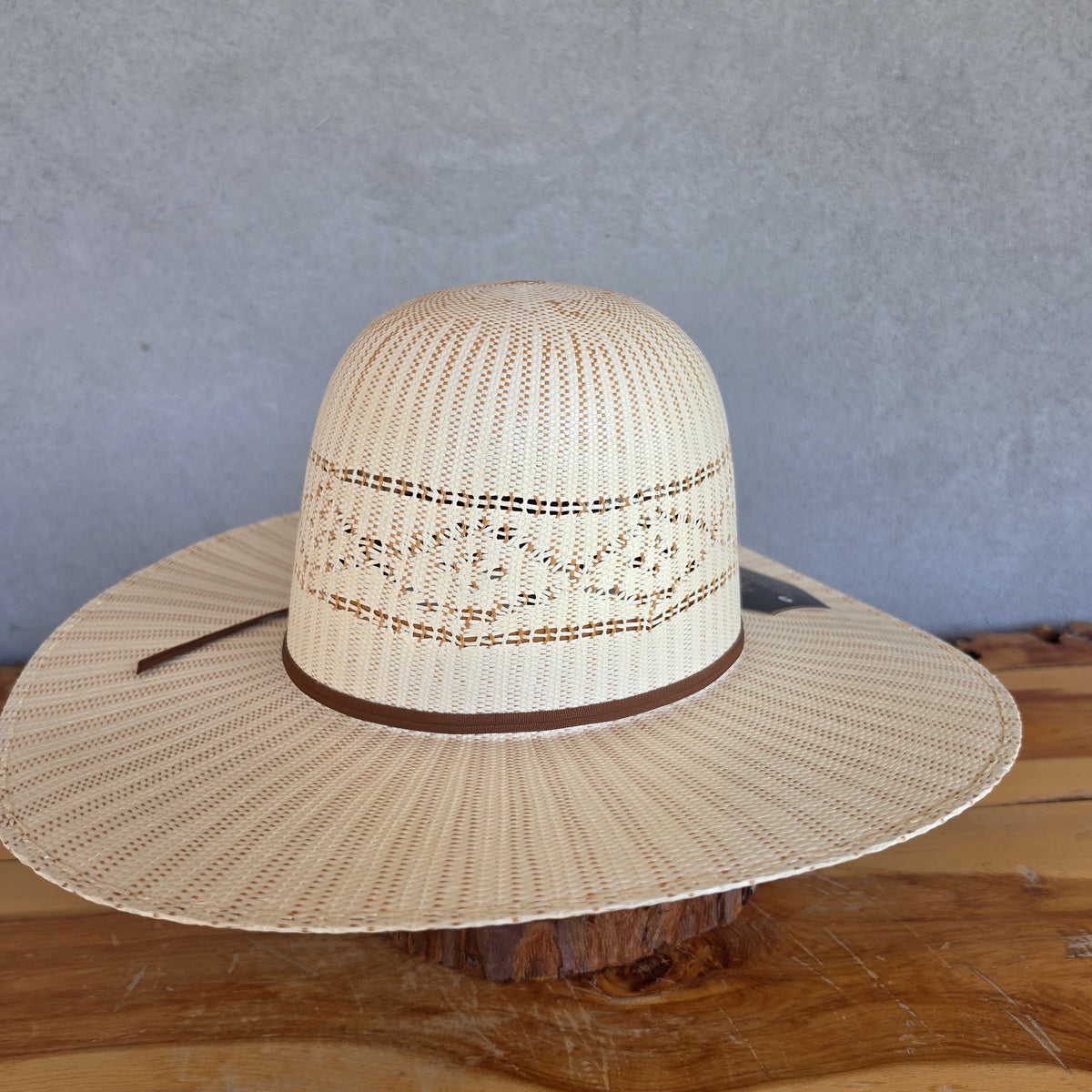 Los Vaqueros Straw Hat Open Regular Crown Bangora Stars Natural Copper