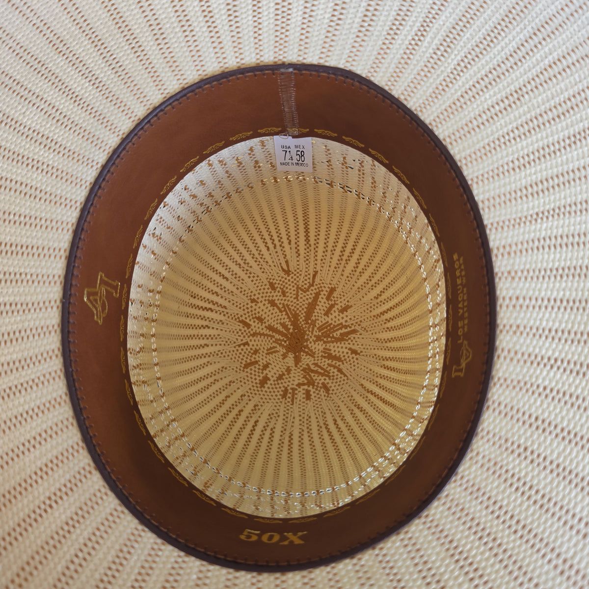 Los Vaqueros Straw Hat Open Regular Crown Bangora Stars Natural Copper