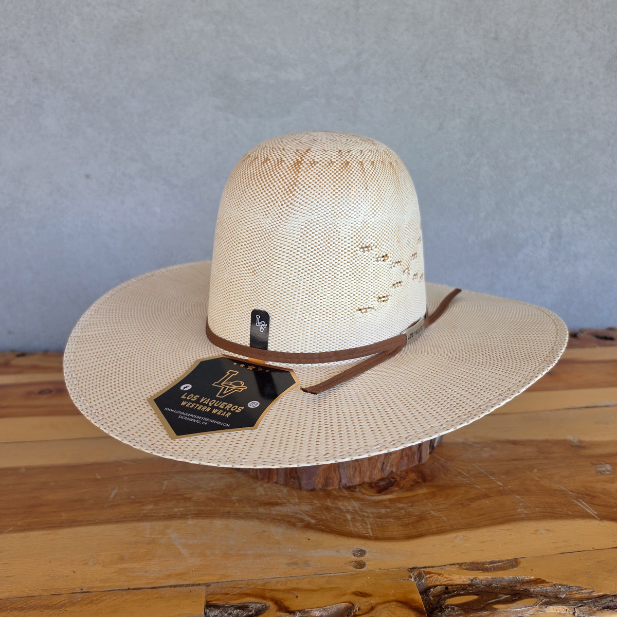 Los Vaqueros Straw Hat Open Regular Crown Bangora "X" Natural Copper