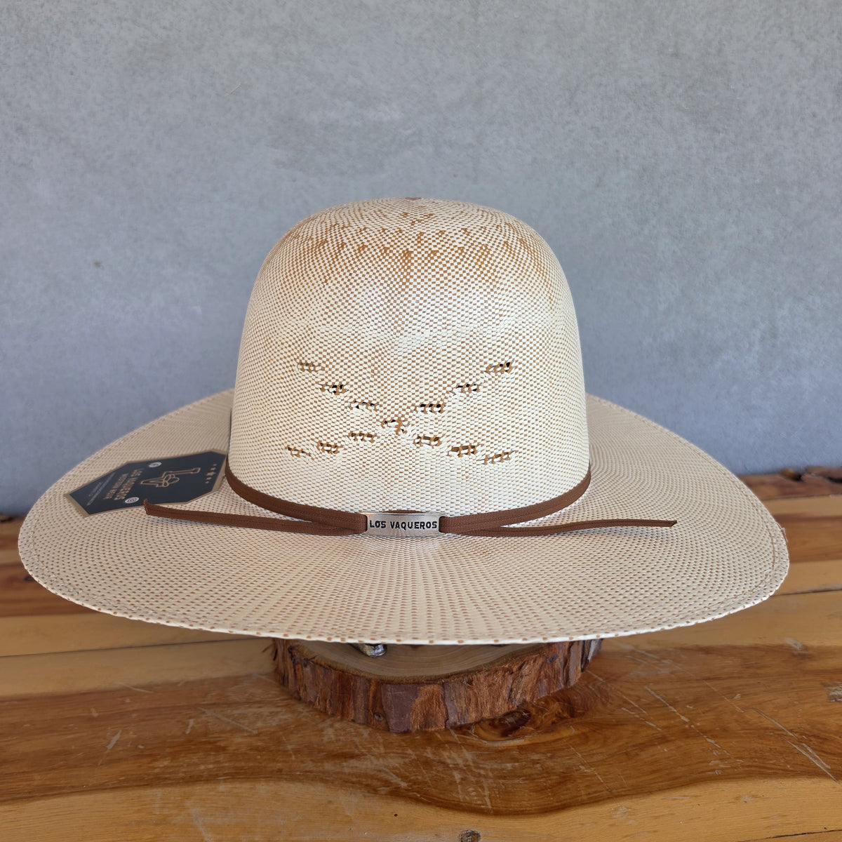 Los Vaqueros Straw Hat Open Regular Crown Bangora "X" Natural Copper