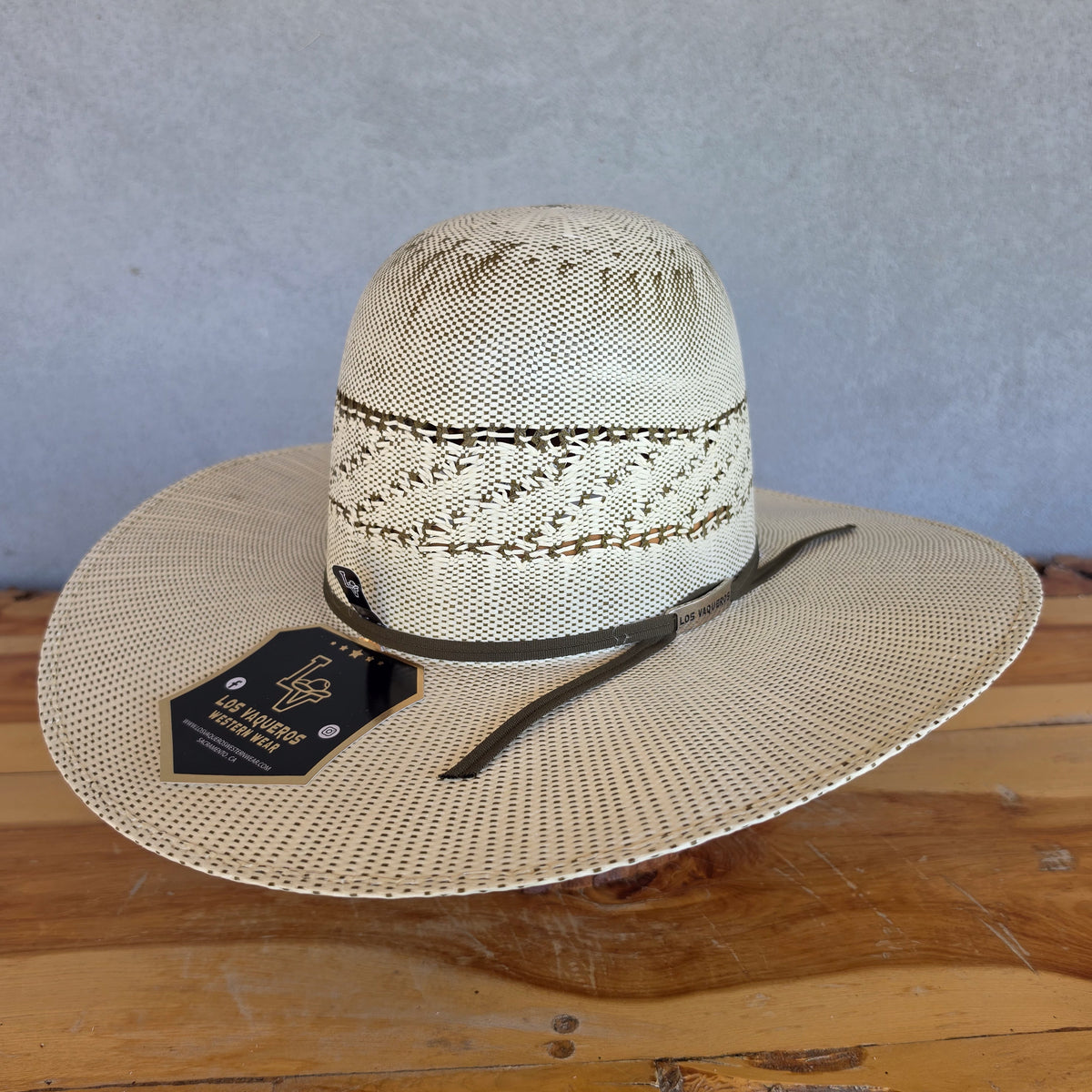 Los Vaqueros Straw Hat Open Regular Crown Bangora Oreo Tan Olive