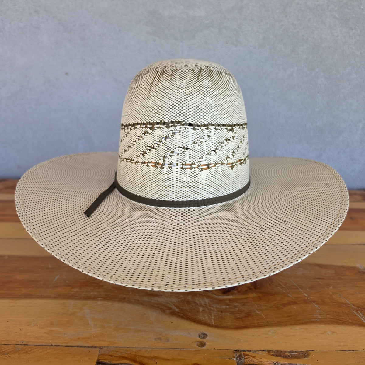 Los Vaqueros Straw Hat Open Regular Crown Bangora Oreo Tan Olive