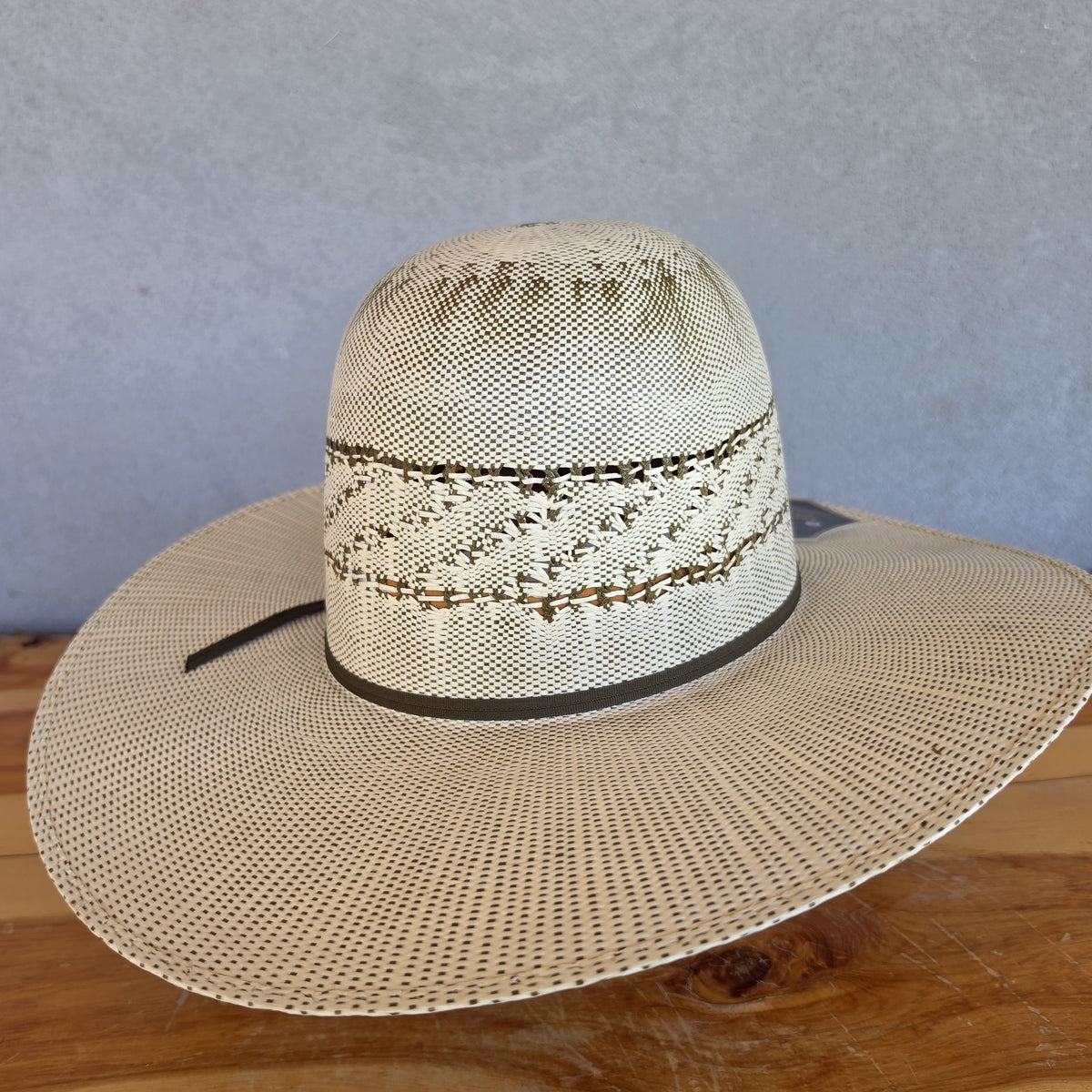 Los Vaqueros Straw Hat Open Regular Crown Bangora Oreo Tan Olive