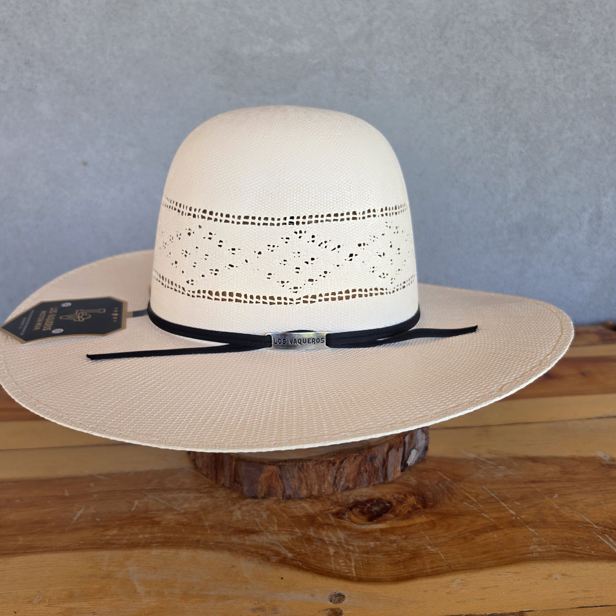 Los Vaqueros Straw Hat Open Regular Crown Bangora Stars Snow White