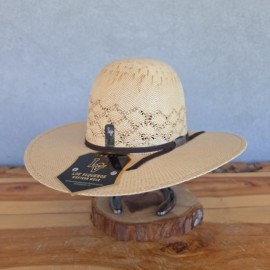 Los Vaqueros Kids Straw Hat Open Regular Crown Bangora Beehive Tan Copper