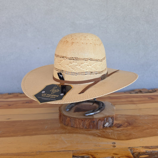 Los Vaqueros Kids Straw Hat Open Regular Crown Bangora Dirty Road Tan Copper