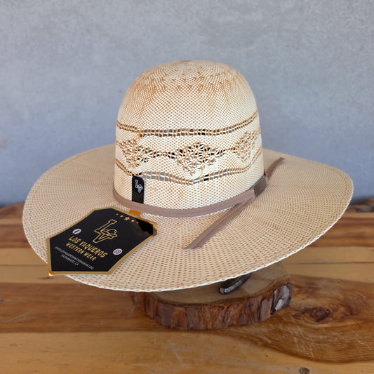 Los Vaqueros Kids Straw Hat Open Regular Crown Bangora Stars White Copper