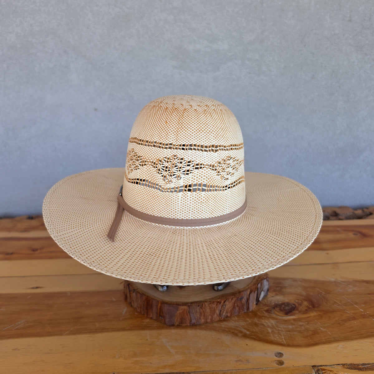 Los Vaqueros Kids Straw Hat Open Regular Crown Bangora Stars White Copper