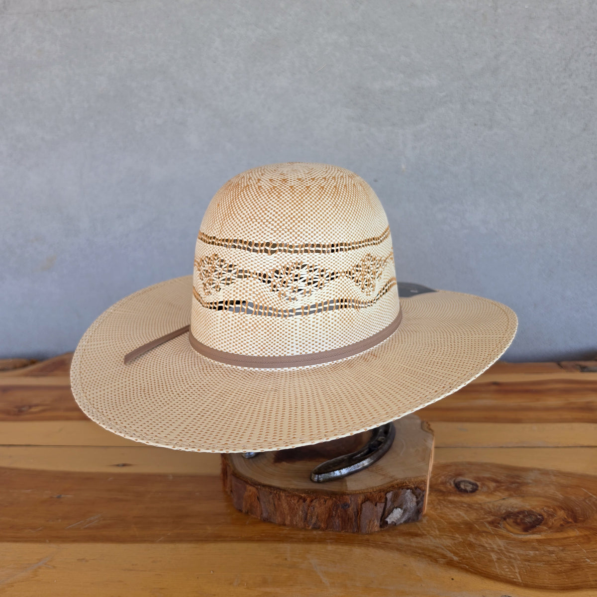 Los Vaqueros Kids Straw Hat Open Regular Crown Bangora Stars White Copper
