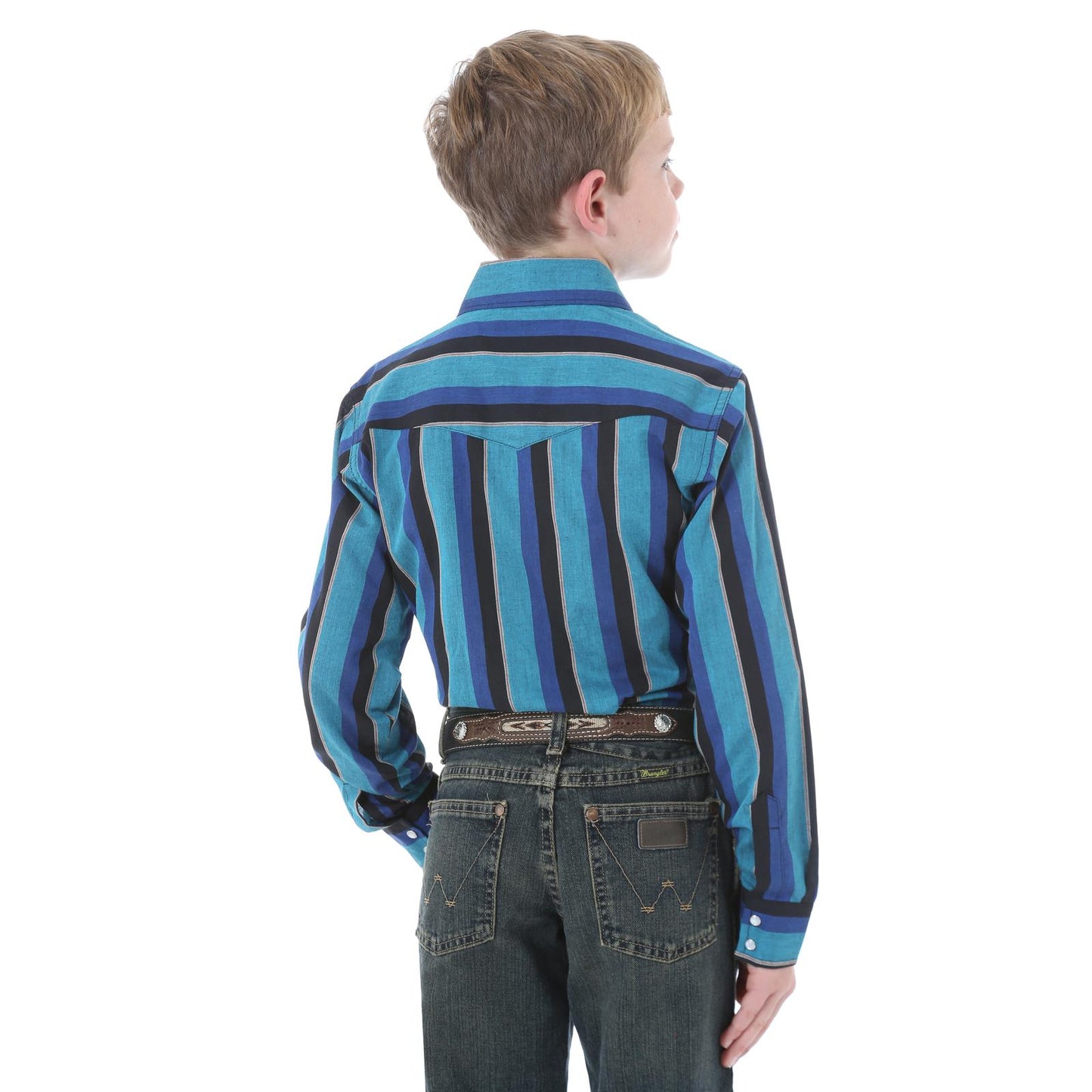Wrangler Boy's  Long Sleeve Dress Western Stripe Shirts Assorted