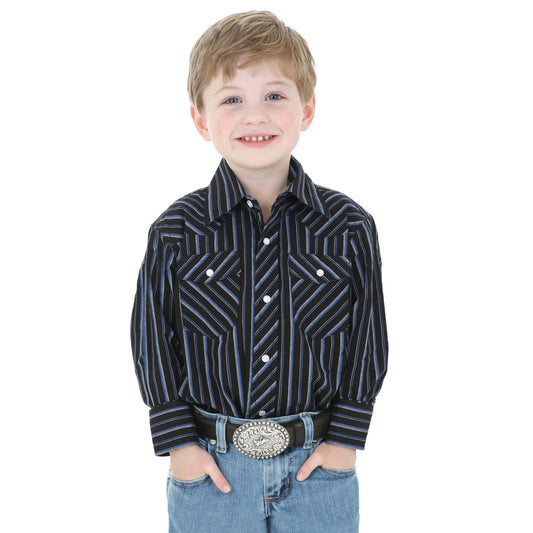 Wrangler Boy's  Long Sleeve Dress Western Stripe Shirts Assorted