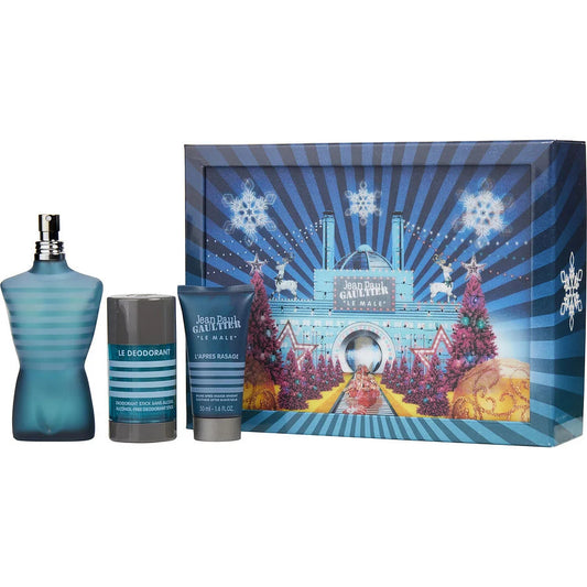 Jean Paul Gaultier Le Male Gift Set Man Eau de Toilette Spray 4.2 OZ, After Shave Balm 1.7 Oz, Deodorant 2.6 Oz