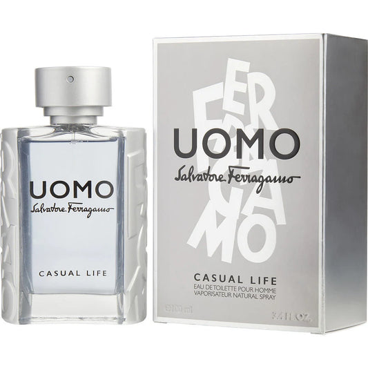 Uomo By Salvatore Ferragamo Casual Life Man Eau de Toilette Natural Spray 3.4 OZ