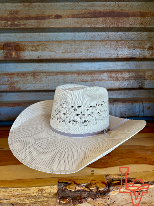 Twister Straw Hat Regular Crown Bangora Snowflake Grey White