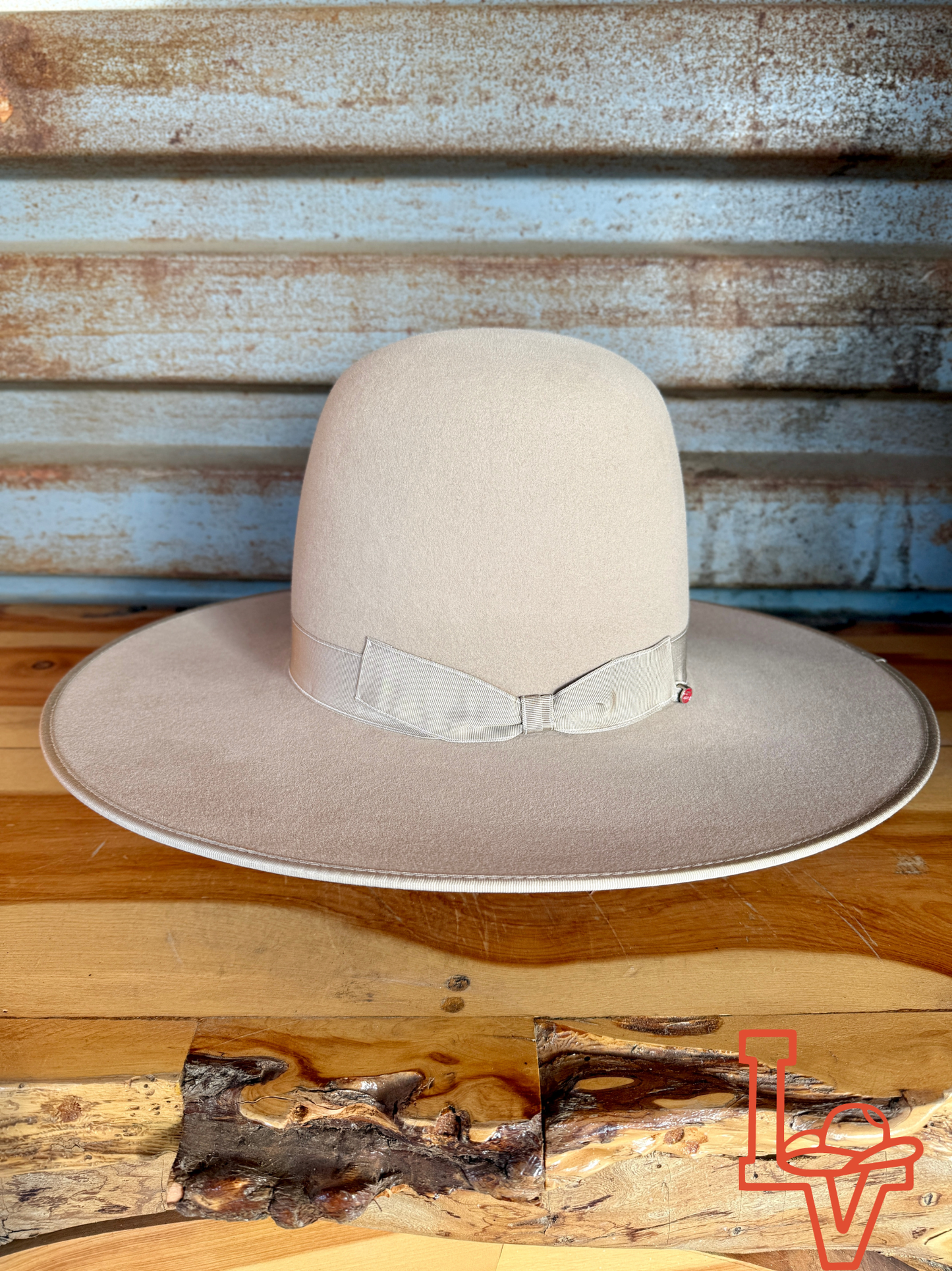 Tacchino 10X Beaver Fur Felt Hat Silverbelly Bound Edge 7" Tall Crown 4.5" Brim Silverbelly