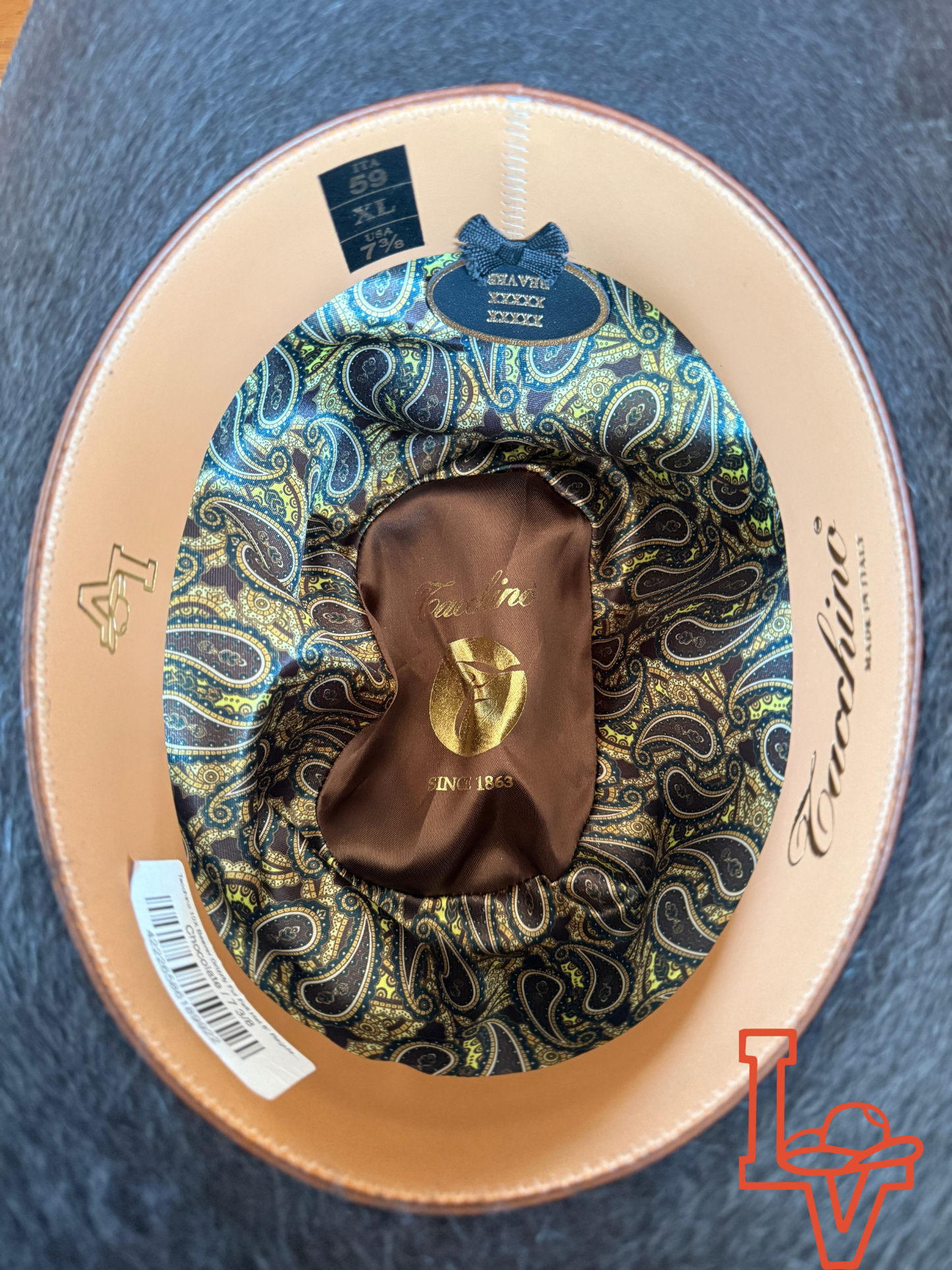 Tacchino 10X Beaver Grizzly Fur Felt Hat 6" Regular Crown 4.25" Brim Chocolate