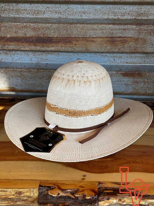 Los Vaqueros Kids Straw Hat Open Regular Crown Bangora Dirty Road Yellow Tan