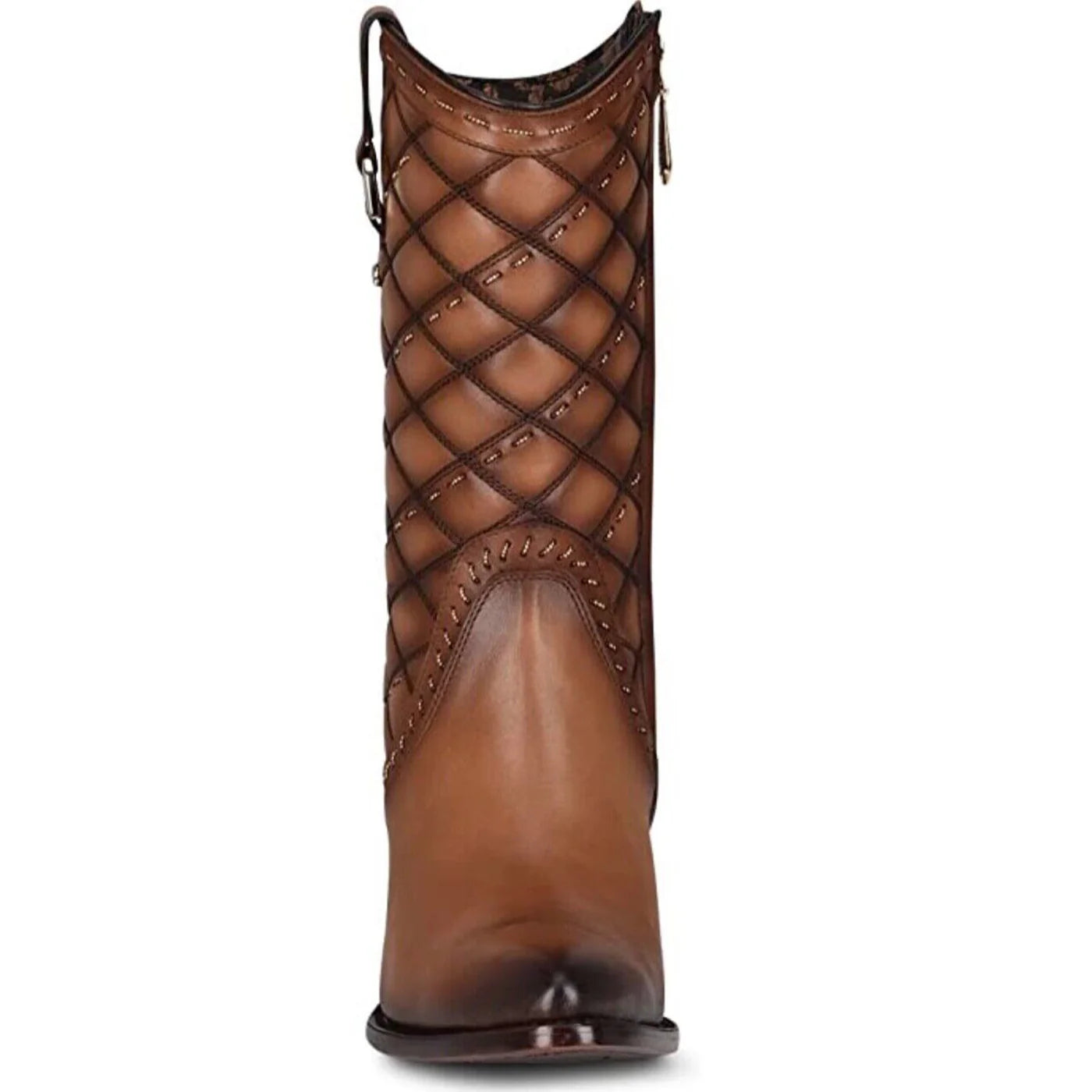 Cuadra Ladies Brown Embroidery And WOven Round Toe Boots