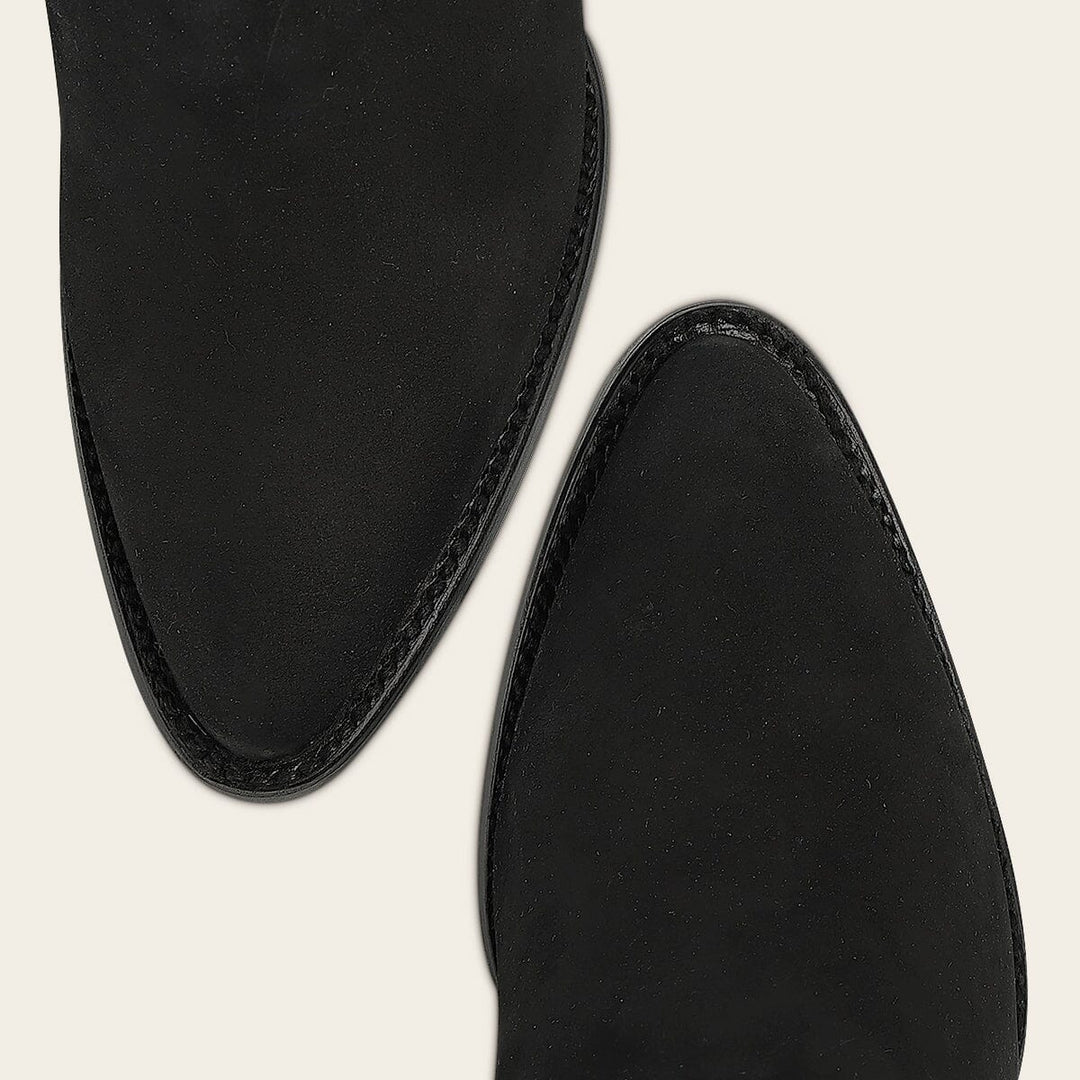 Cuadra Ladies Nubuck Black Embroidery Round Toe Tall Boot CC357