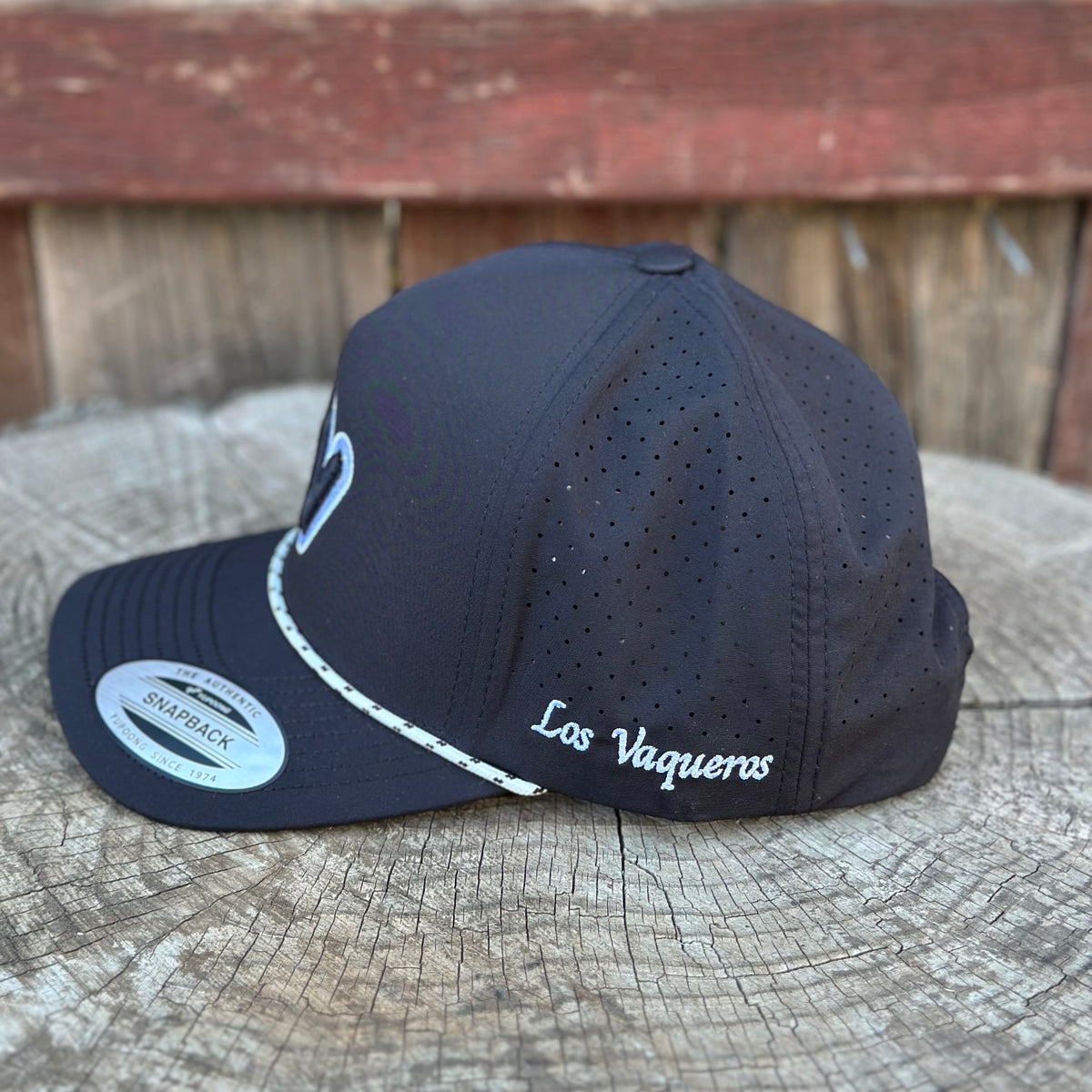 Los Vaqueros LV Outline Logo Rope Curved Brim Snapback Black