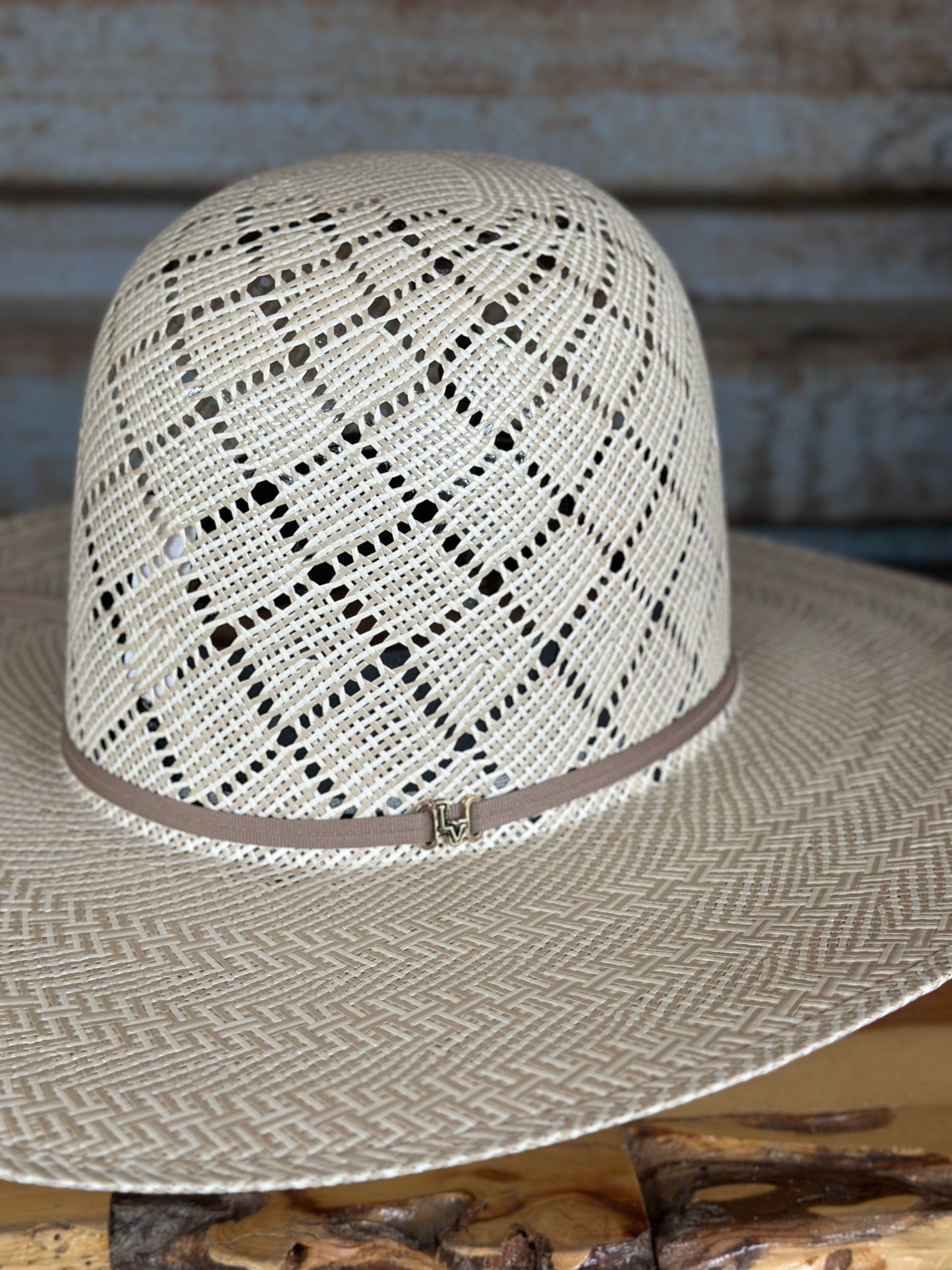 Los Vaqueros Straw Hat Regular Crown Patchwork Tan