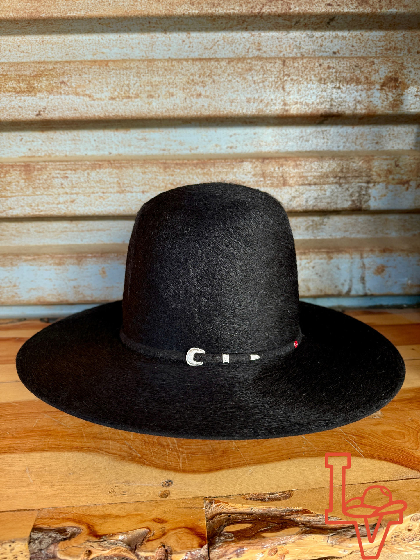 Tacchino 10X Beaver Grizzly Fur Felt Hat 7" Tall Crown 4.25" Brim Black