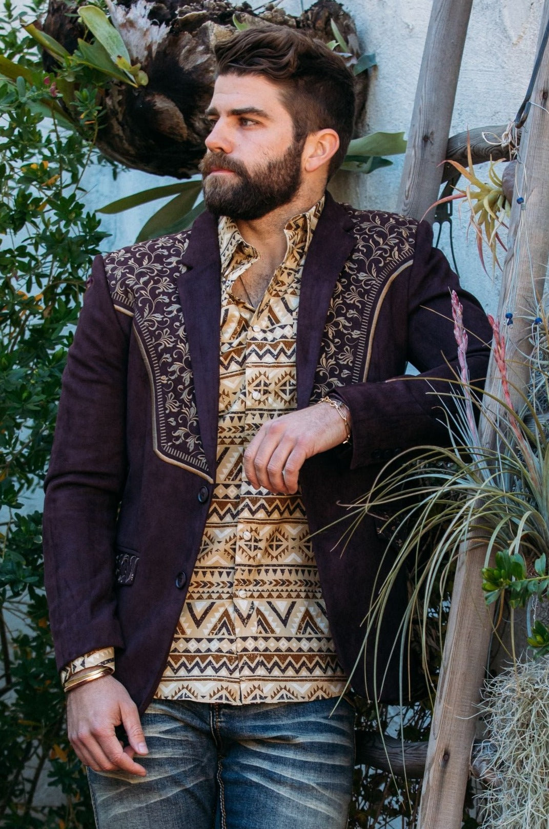 Embroidered Suede Blazer | Platini Dark Brown / S Embroidered Suede Blazer | Platini Dark Brown / S