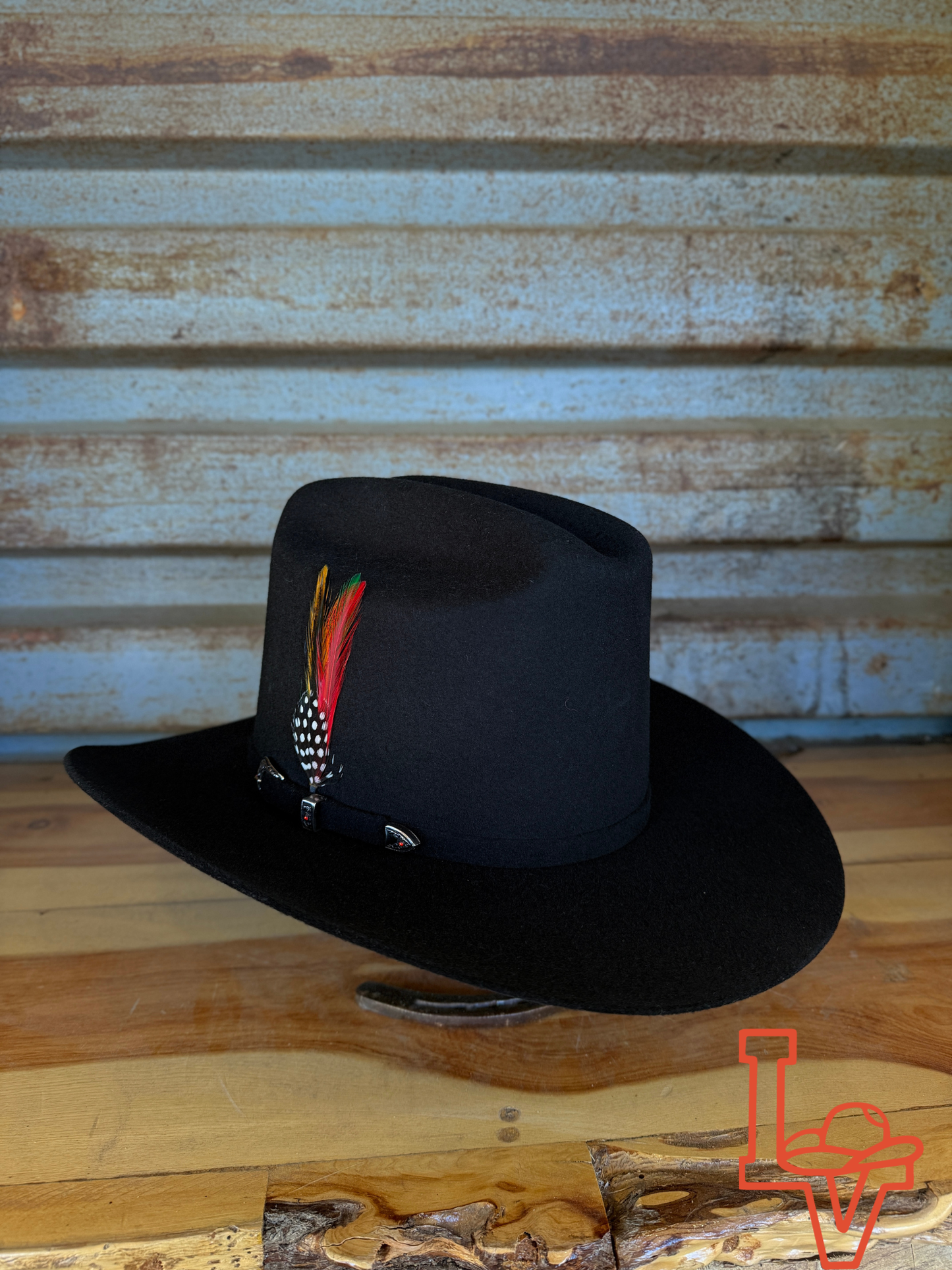 Los Vaqueros 100x Wool Felt Hat Estilo Sinaloa Crown Black