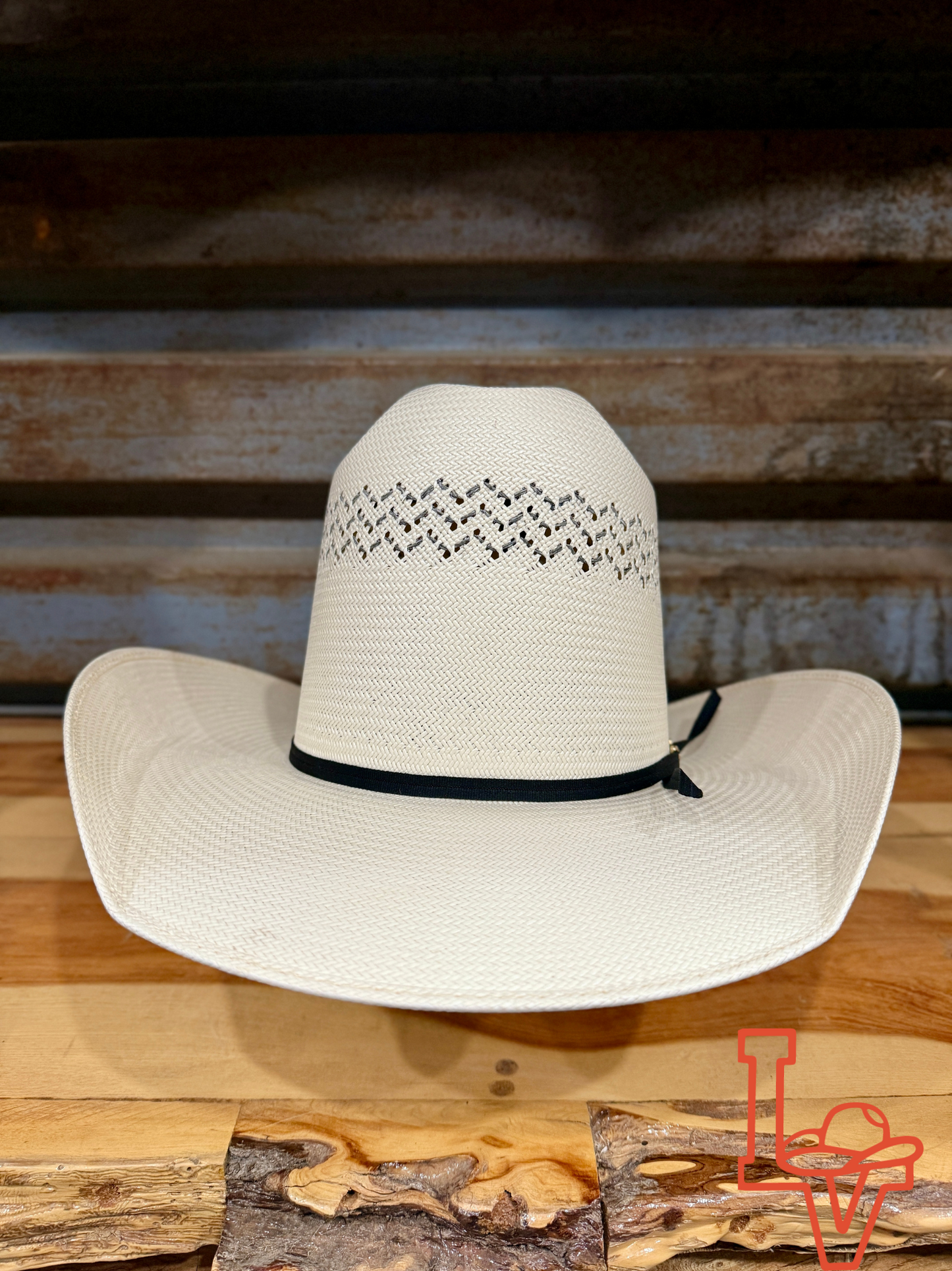 Los Vaqueros Straw Hat Tall Crown Paved Road White