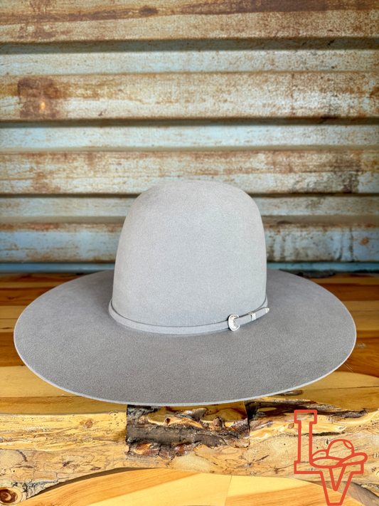 Tacchino 10X Beaver Fur Felt Hat 7" Tall Crown 4.25" Brim Silver Grey