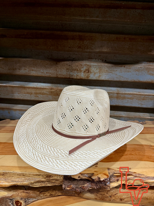 American Hat Company Straw Hat Regular Crown Conley Tan White