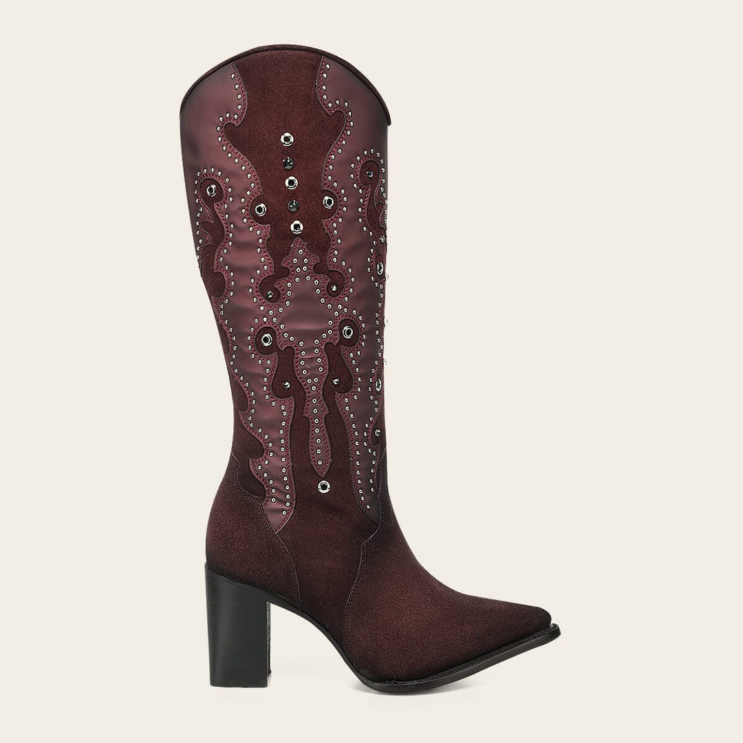 Cuadra Women's Traditional Wine Crystals Boot In Genuine Bovine Leather CC358