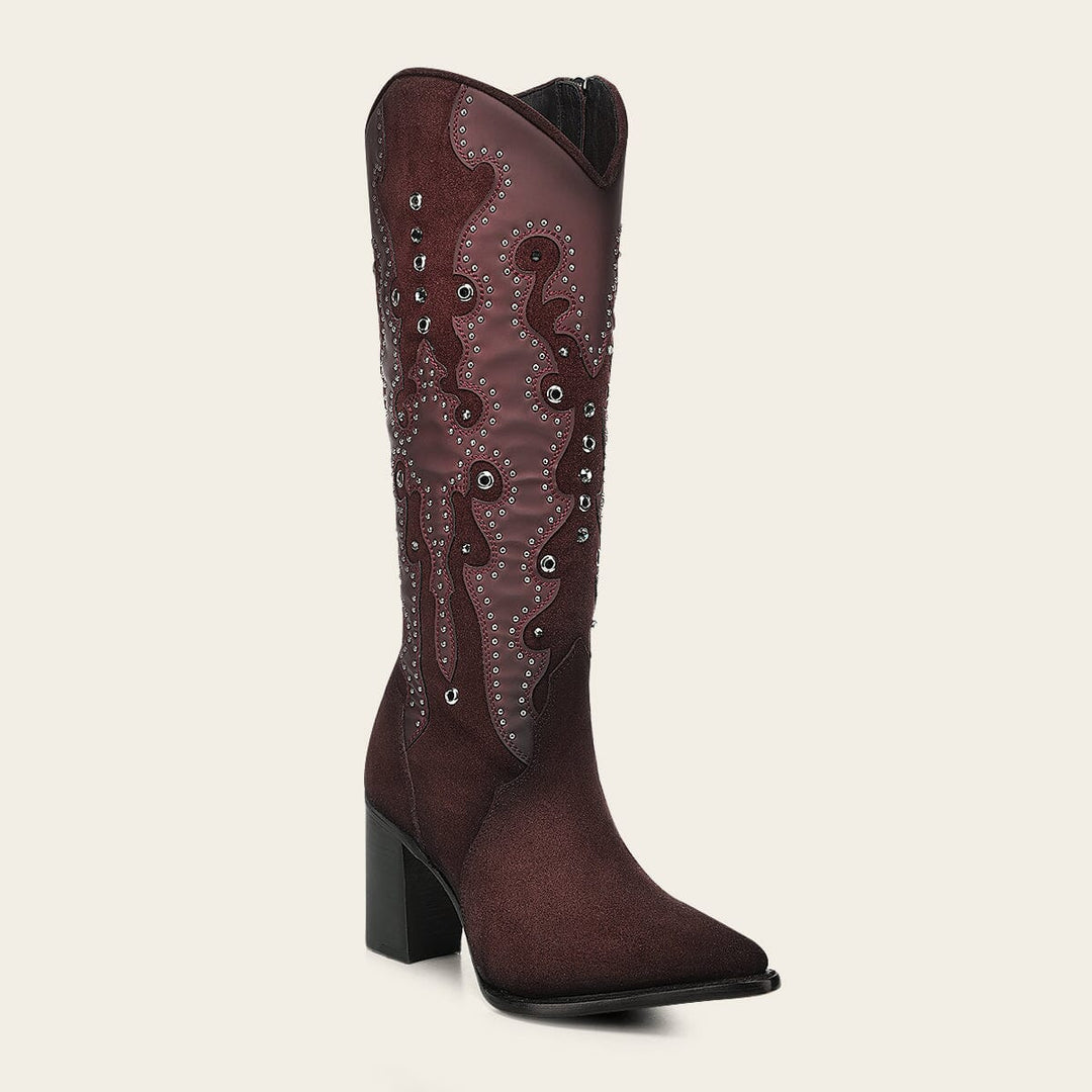 Cuadra Women's Traditional Wine Crystals Boot In Genuine Bovine Leather CC358