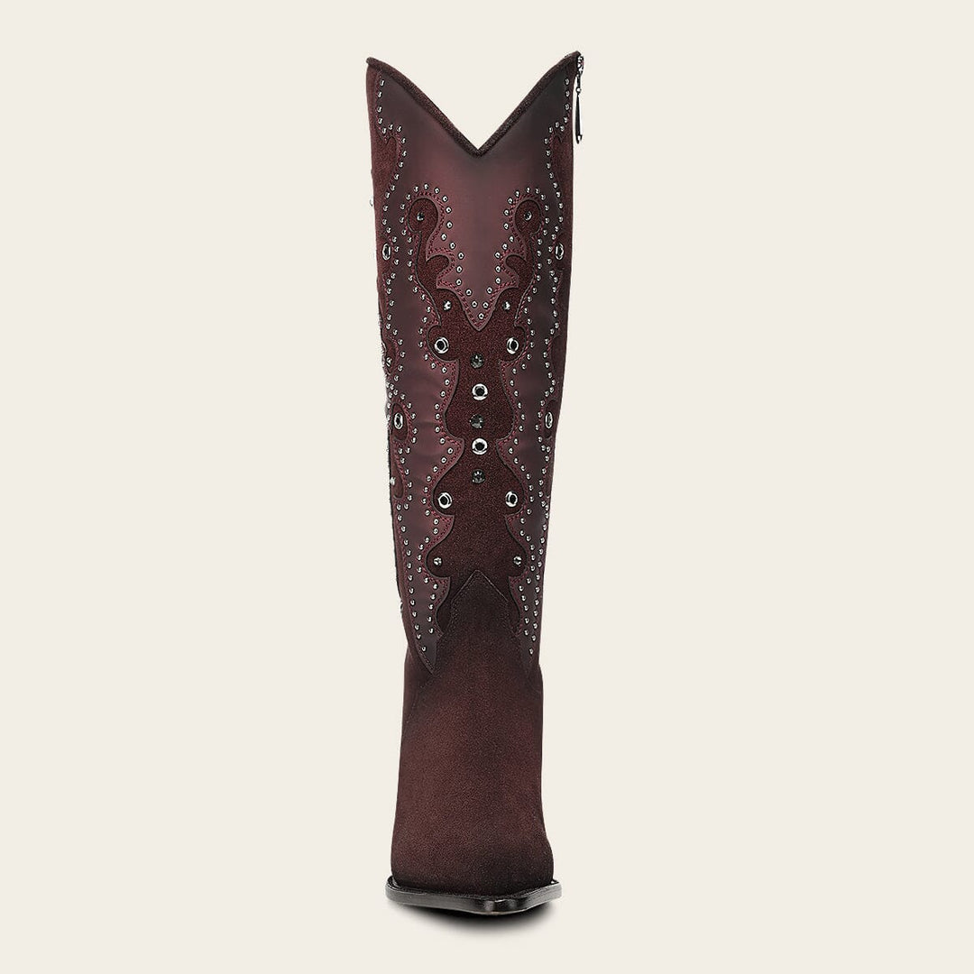 Cuadra Women's Traditional Wine Crystals Boot In Genuine Bovine Leather CC358