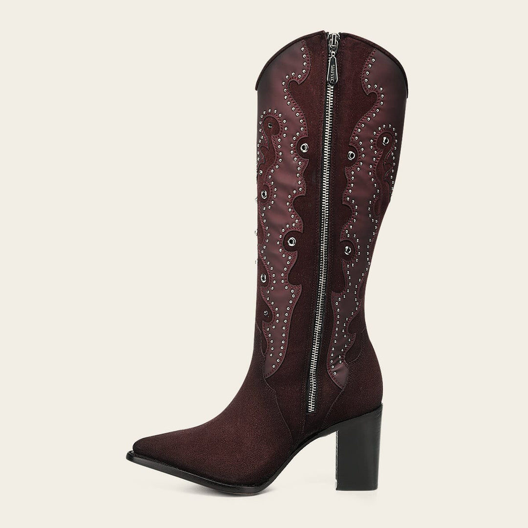 Cuadra Women's Traditional Wine Crystals Boot In Genuine Bovine Leather CC358