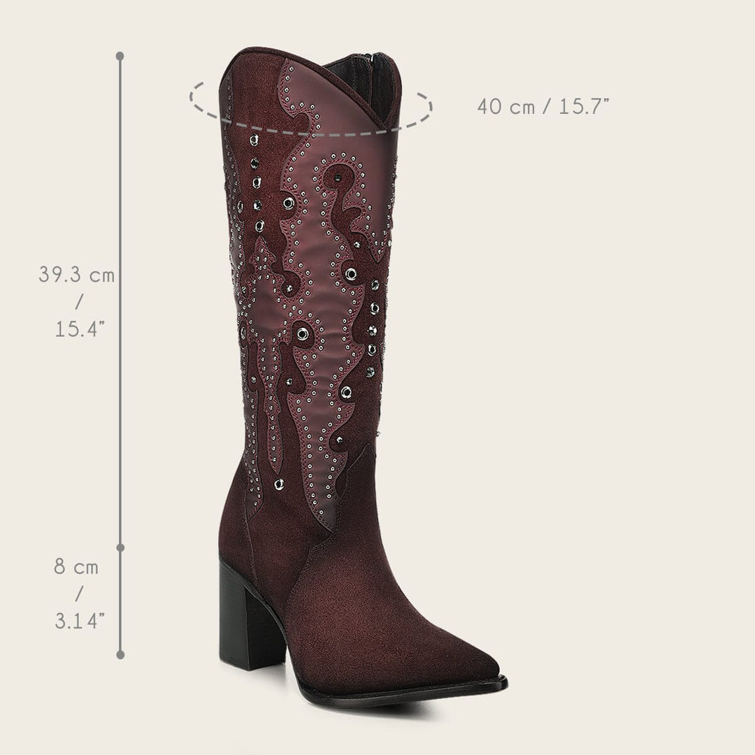Cuadra Women's Traditional Wine Crystals Boot In Genuine Bovine Leather CC358