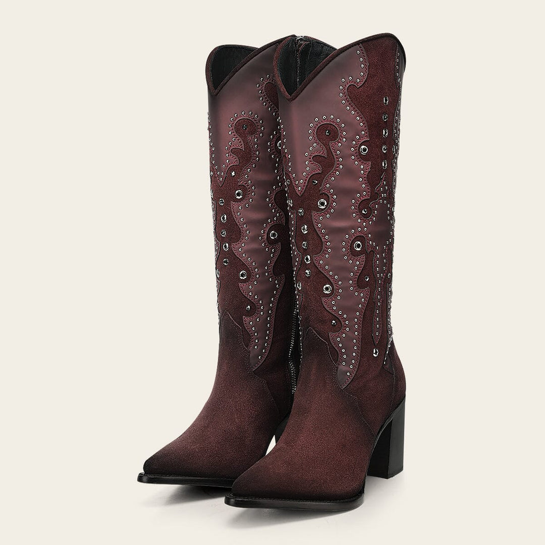 Cuadra Women's Traditional Wine Crystals Boot In Genuine Bovine Leather CC358