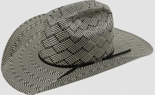 American Hat Company Straw Hat Regular Crown Patchwork Black