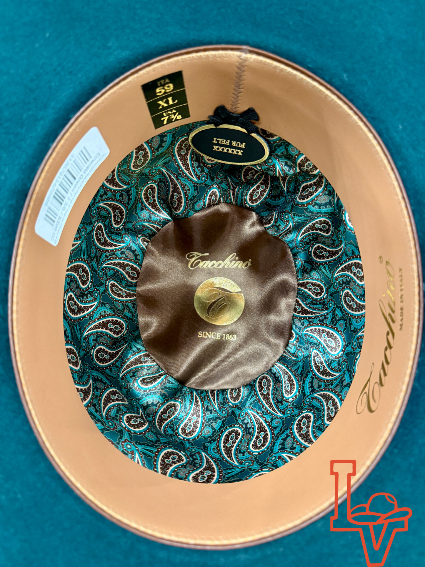 Tacchino 6X Beaver Fur Felt Hat 6" Regular Crown 4.25" Brim Emerald Green