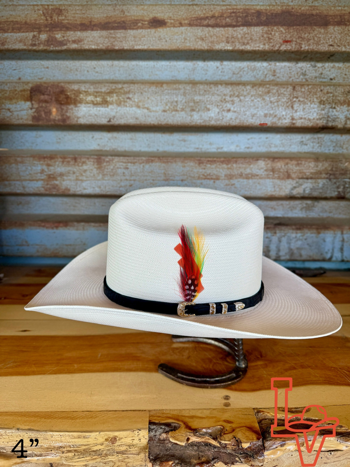 Stetson El Jefe 5000x Black Straw Cowboy Hat Regular Crown Natural as