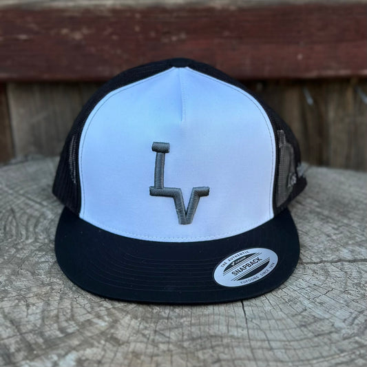 Los Vaqueros LV Logo Snapback Flat Brim White/Black