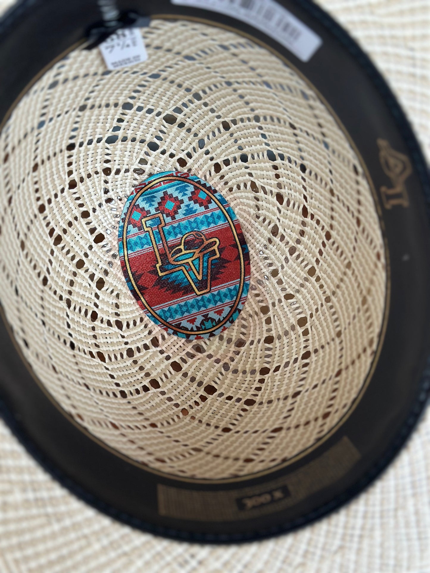 Los Vaqueros Straw Hat Regular Crown Patchwork Tan