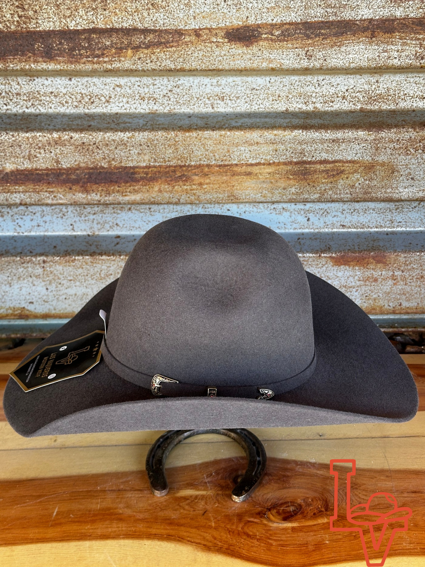 Los Vaqueros Kids Wool Felt Hat Open Regular Crown Charcoal