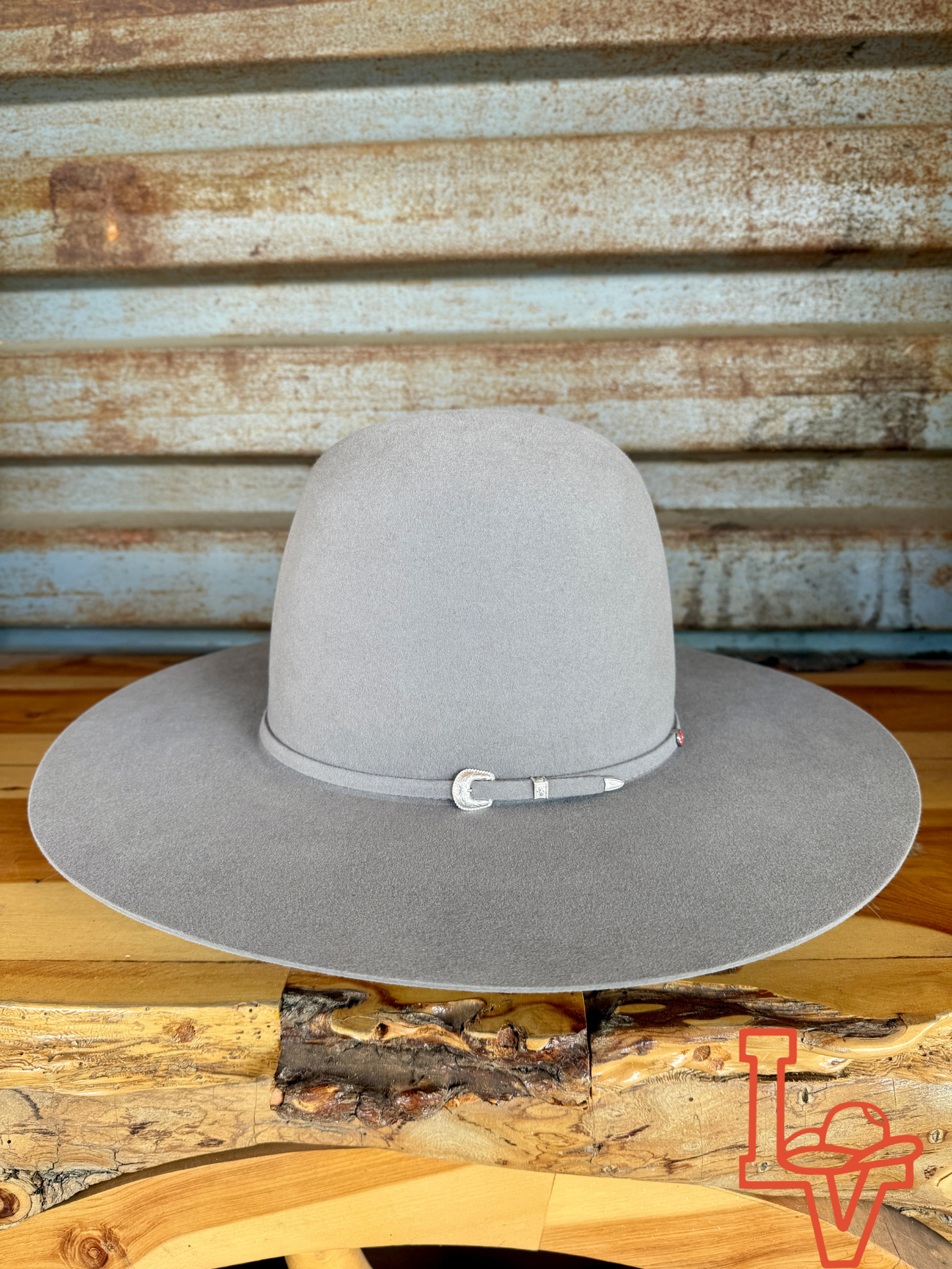 Tacchino 10X Beaver Fur Felt Hat 7" Tall Crown 4.25" Brim Silver Grey