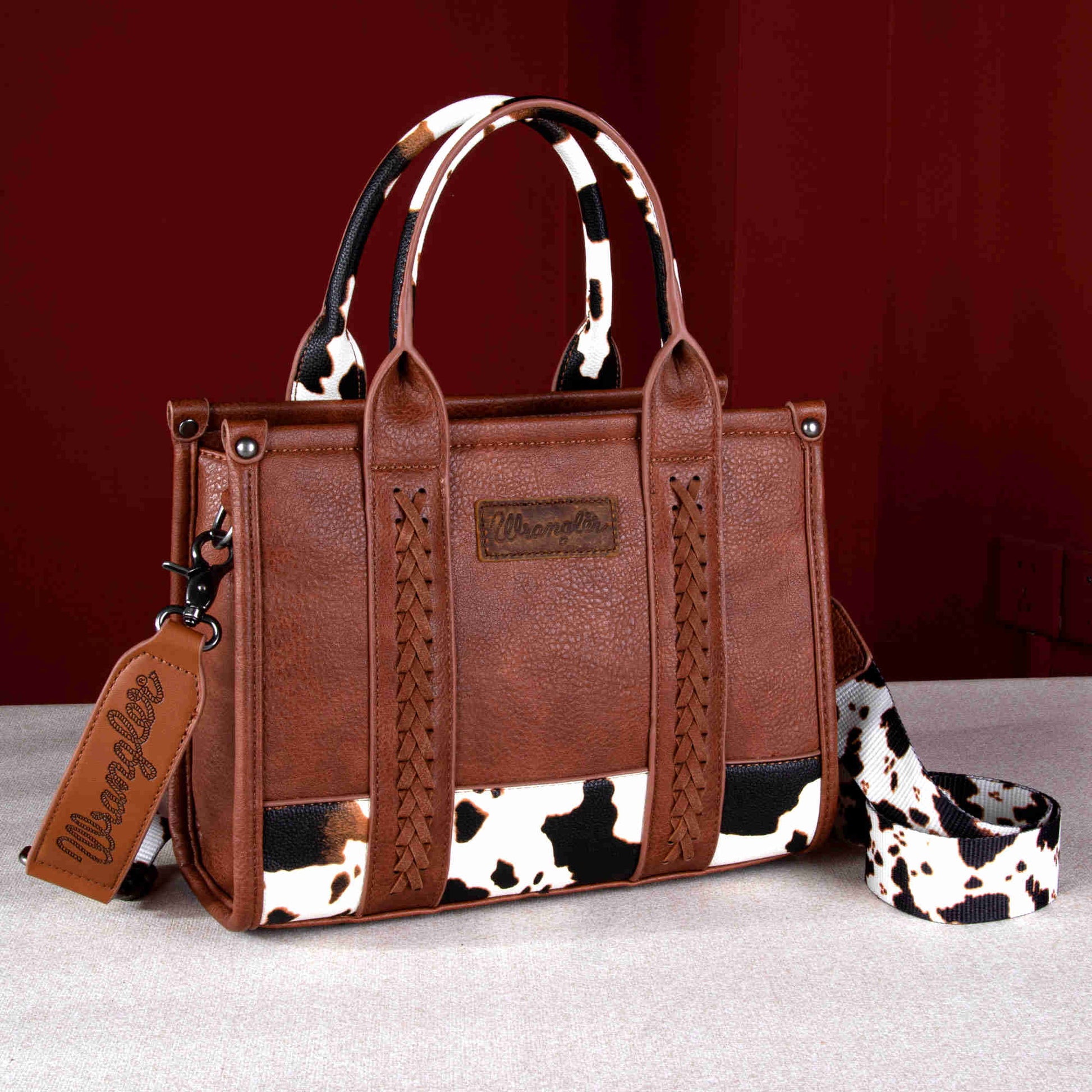 Wrangler Cow Print Concealed Carry Tote/crossbody Brown – Los